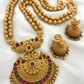 Jewel City Antique Gold-Plated Temple Necklace Set – Peacock & Kemp Stone Design | Swadesiicart
