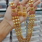 Jewel City Elegant Multi-Strand Gold Bead Temple Necklace Set with Floral Ruby-Emerald - Traditional South Indian Style Jewelry | Swadesiicart