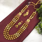 Jewel City Elegant Multi-Strand Gold Bead Temple Necklace Set with Floral Ruby-Emerald - Traditional South Indian Style Jewelry | Swadesiicart
