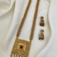 Jewel City Antique Gold-Plated Filigree Necklace Set – Traditional Long Haram with Ruby Accent | Swadesiicart