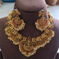 Jewel City Traditional Lakshmi Temple Necklace Set – Gold-Plated Bridal Jewelry with Pearls & Kemp Stones | Swadesiicart