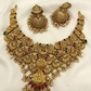Jewel City Bridal Temple Jewelry Set – Gold-Plated Goddess Lakshmi Necklace with Jhumkas | Swadesiicart
