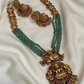 Jewel City Gold-Plated Temple Jewelry Set with Green Beads – Lakshmi & Peacock Design | Swadesiicart