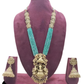 Jewel City Gold-Plated Temple Jewelry Set with Green Beads – Lakshmi & Peacock Design | Swadesiicart