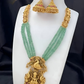 Jewel City Gold-Plated Temple Jewelry Set with Green Beads – Lakshmi & Peacock Design | Swadesiicart