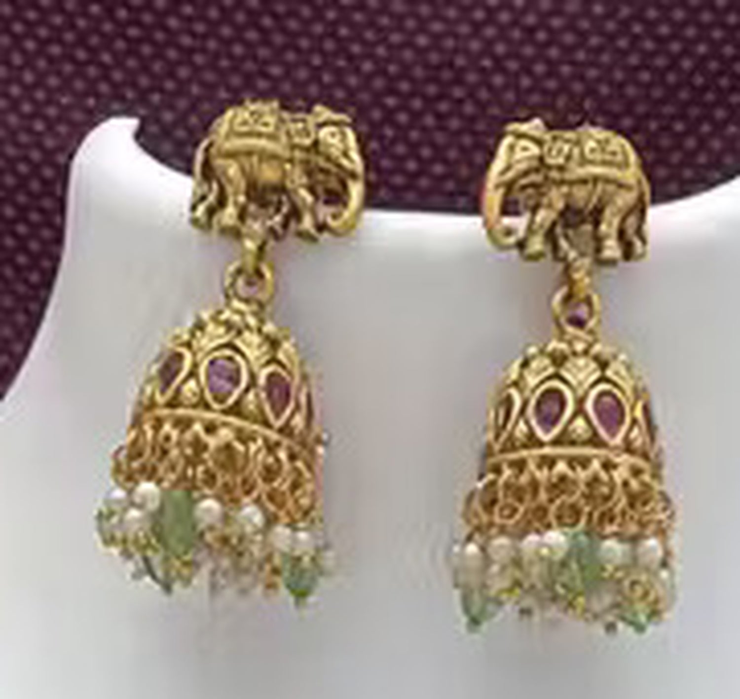 Jewel City Traditional Green Bead Temple Necklace with Lakshmi Pendant & Elephant Motif – Antique Gold-Plated South Indian Jewelry | Swadesiicart