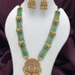 Jewel City Traditional Green Bead Temple Necklace with Lakshmi Pendant & Elephant Motif – Antique Gold-Plated South Indian Jewelry | Swadesiicart