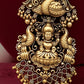 Jewel City Traditional Multi-Strand White Temple Lakshmi Pendant Necklace Set Antique Gold-Plated South Indian Bridal Jewelry Set | Swadesiicart