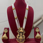 Jewel City Traditional Multi-Strand White Temple Lakshmi Pendant Necklace Set Antique Gold-Plated South Indian Bridal Jewelry Set | Swadesiicart