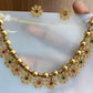 Jewel City Handcrafted Gold-Plated Floral Choker Necklace Set with Red & Green Stones – Ethnic Bridal Jewelry Set | Swadesiicart
