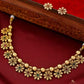 Jewel City Handcrafted Gold-Plated Floral Choker Necklace Set with Red & Green Stones – Ethnic Bridal Jewelry Set | Swadesiicart