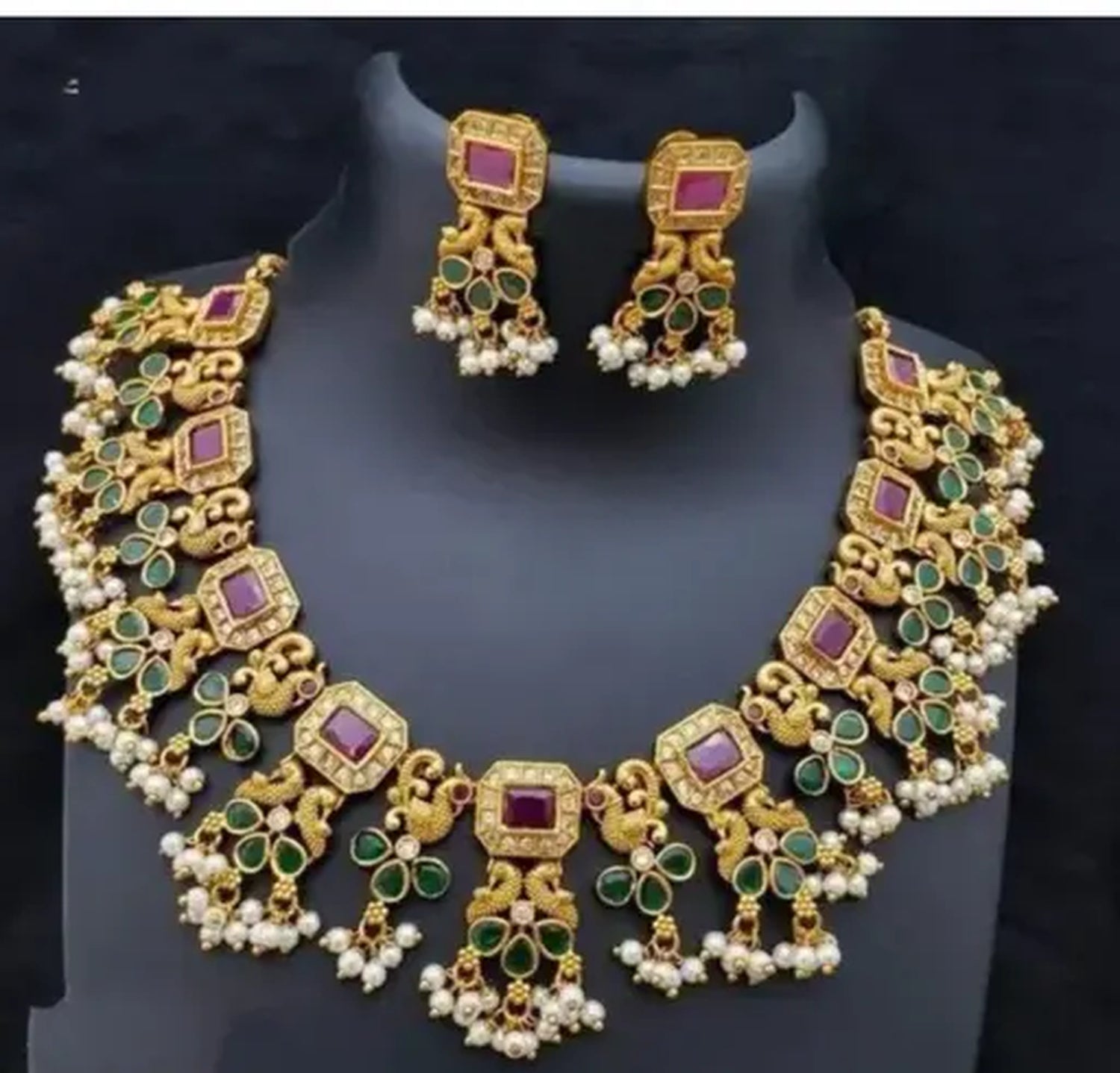 Jewel City Kundan Choker Necklace Set with Multicolor Stones Traditional Indian Wedding Jewelry Gold-Plated Ethnic Bridal Set | Swadesiicart