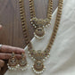 Jewel City Antique Temple Design Bridal Necklace Set with Chandbali Earrings - Pearl Embellished Gold-Plated Traditional Jewelry | Swadesiicart