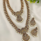Jewel City Antique Temple Design Bridal Necklace Set with Chandbali Earrings - Pearl Embellished Gold-Plated Traditional Jewelry | Swadesiicart