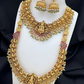 Jewel City Lakshmi Temple Jewelry Set - Gold-Plated Long Necklace with Choker & Earrings - Kemp Stone Traditional Bridal Collection | Swadesiicart