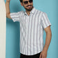 Indian Needle Men's Vertical Striped Half Sleeve Casual Shirt - Blue | Swadesiicart