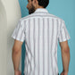 Indian Needle Men's Vertical Striped Half Sleeve Casual Shirt - Blue | Swadesiicart