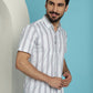 Indian Needle Men's Vertical Striped Half Sleeve Casual Shirt - Blue | Swadesiicart