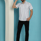 Indian Needle Men's Vertical Striped Half Sleeve Casual Shirt - Blue | Swadesiicart