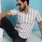 Indian Needle Men's Vertical Striped Half Sleeve Casual Shirt - Cream | Swadesiicart