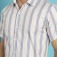 Indian Needle Men's Vertical Striped Half Sleeve Casual Shirt - Cream | Swadesiicart