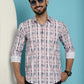 Indian Needle Men's Cotton Blend Checked Casual Shirt - Light-Brown | Swadesiicart