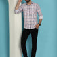 Indian Needle Men's Cotton Blend Checked Casual Shirt - Light-Brown | Swadesiicart