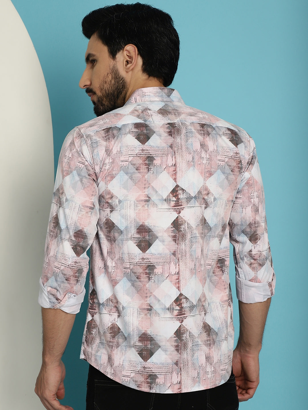 Indian Needle Men's Printed Casual Shirt - Coffee | Swadesiicart
