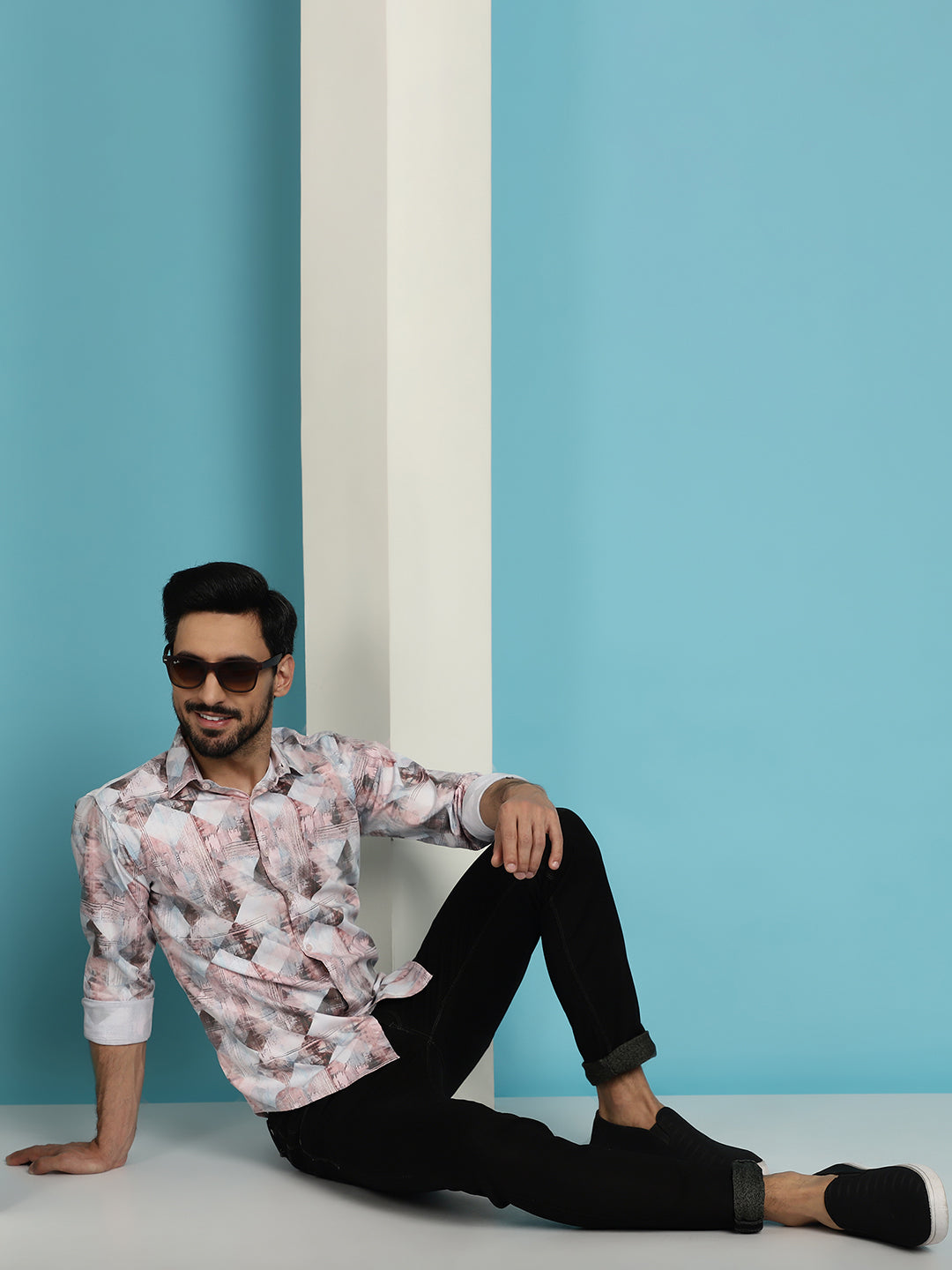 Indian Needle Men's Printed Casual Shirt - Coffee | Swadesiicart