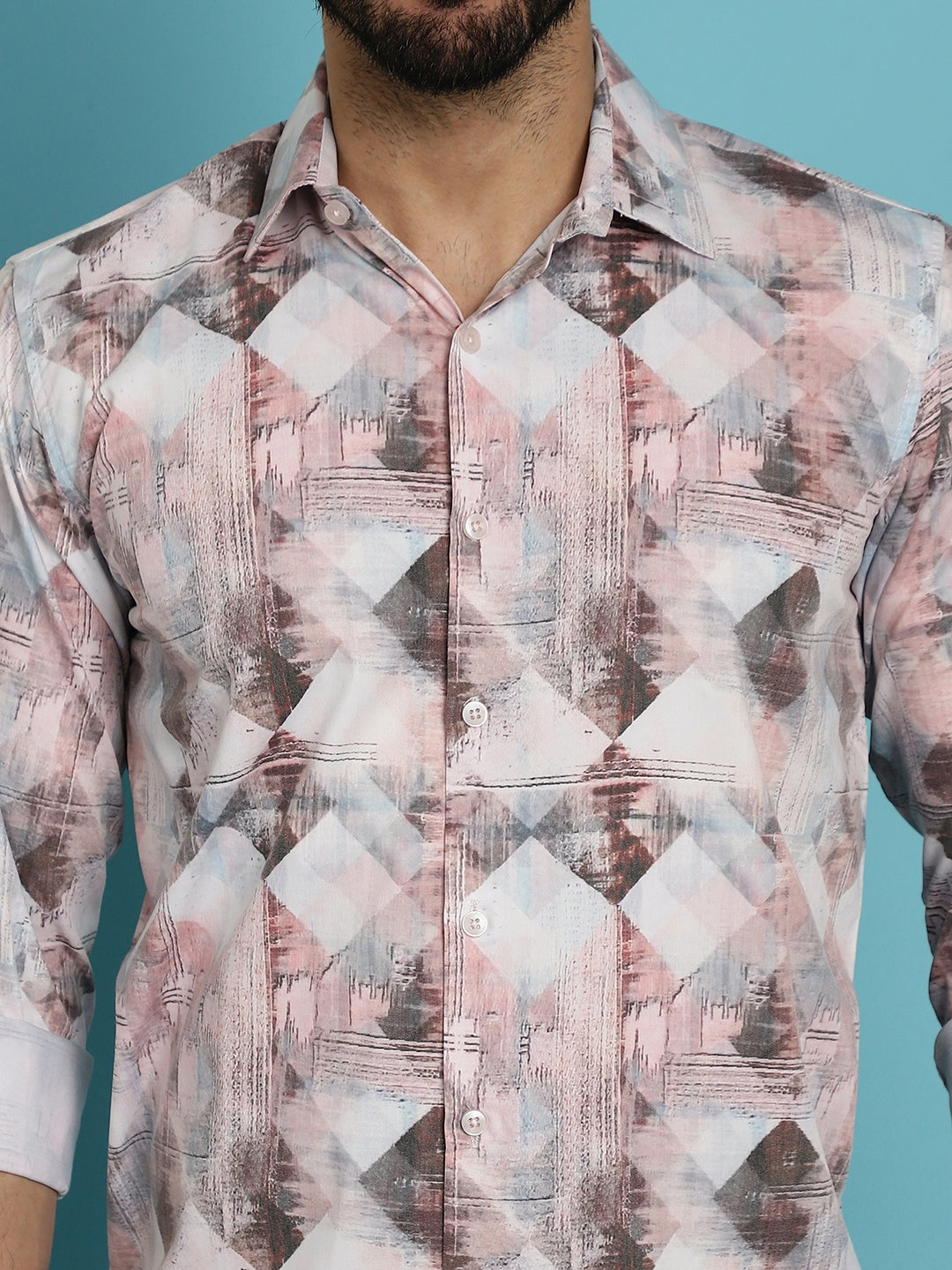 Indian Needle Men's Printed Casual Shirt - Coffee | Swadesiicart