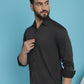 Indian Needle Men's Woven Design Casual Shirt - Charcoal | Swadesiicart