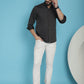 Indian Needle Men's Woven Design Casual Shirt - Charcoal | Swadesiicart