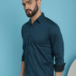 Indian Needle Men's Woven Design Casual Shirt - Peacock | Swadesiicart