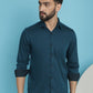 Indian Needle Men's Woven Design Casual Shirt - Peacock | Swadesiicart
