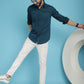 Indian Needle Men's Woven Design Casual Shirt - Peacock | Swadesiicart
