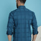 Indian Needle Men's Peacock Blue Checked Casual Shirt | Swadesiicart