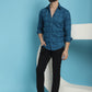 Indian Needle Men's Peacock Blue Checked Casual Shirt | Swadesiicart