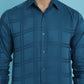 Indian Needle Men's Peacock Blue Checked Casual Shirt | Swadesiicart