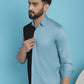 Indian Needle Men's Premium Cotton Satin Casual Shirt - Sky Blue | Swadesiicart