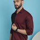 Indian Needle Men's Premium Cotton Satin Casual Shirt - Wine | Swadesiicart