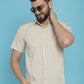 Indian Needle Men's Striped Half Sleeve Casual Shirt - Cream | Swadesiicart