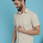 Indian Needle Men's Striped Half Sleeve Casual Shirt - Cream | Swadesiicart