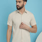 Indian Needle Men's Striped Half Sleeve Casual Shirt - Cream | Swadesiicart