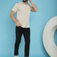 Indian Needle Men's Striped Half Sleeve Casual Shirt - Cream | Swadesiicart