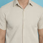 Indian Needle Men's Striped Half Sleeve Casual Shirt - Cream | Swadesiicart