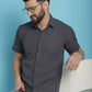 Indian Needle Men's Striped Half Sleeve Casual Shirt - Grey | Swadesiicart