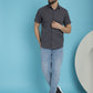 Indian Needle Men's Striped Half Sleeve Casual Shirt - Grey | Swadesiicart