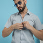 Indian Needle Men's Striped Half Sleeve Casual Shirt - Light-Grey | Swadesiicart