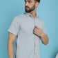 Indian Needle Men's Striped Half Sleeve Casual Shirt - Light-Grey | Swadesiicart