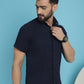 Indian Needle Men's Striped Half Sleeve Casual Shirt - Navy Blue | Swadesiicart
